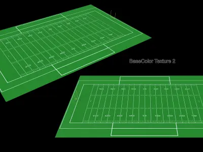 American Football Field 11 players Low-poly 3D model