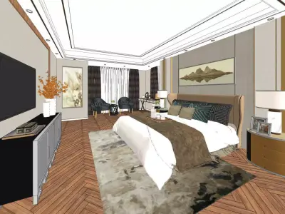 Home bedroom  modern  light luxury 3D model
