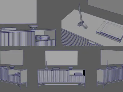 tv lowboard jaipur with decoration 3D model