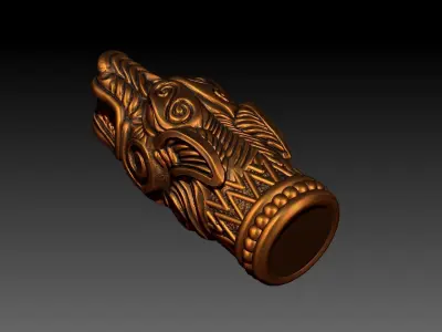 End pieces for bracelets wolf  3D print model 3D model