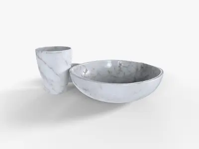 Bowl Marble Set Low-poly 3D model