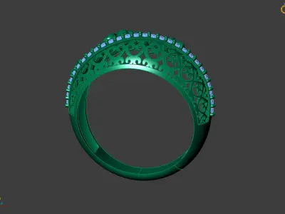 Women Ring With Stone Diamond Ready STL 3DM Models Womens Rings  3D print model