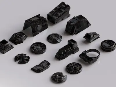 Sci-Fi Futuristic Style Hard Surface Assets Low-poly 3D model