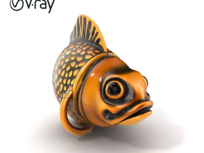 Fish Head Door Knocker Bronze Scales Lifelike Eyes model pack Low-poly 3D model