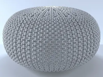 Pouf ottoman cotton knitted seat 3D model