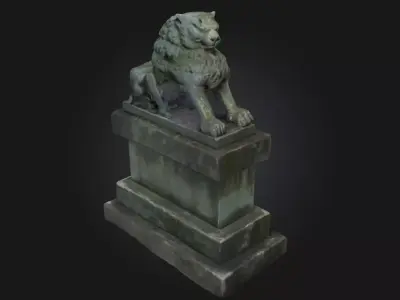Stone Guardian Lion Majestic Protector Sculpture 3D model