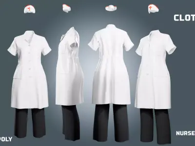nurse uniform - clothyfic outfit Low-poly 3D model