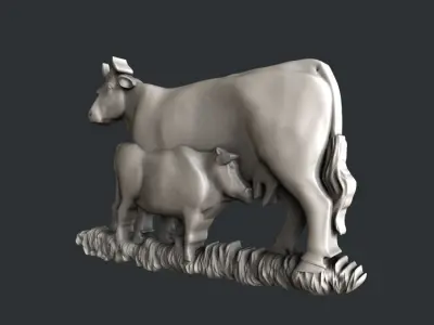 3d STL models for CNC router cow 3D model