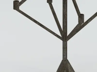 Candelabra metal sculpture of tree 3D model