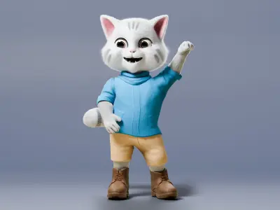 Stylized Cute Cat  Low-poly 3D model