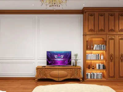 Classic Luxury Wooden Bedroom Interior  3D Max  VRay Scene 3D model