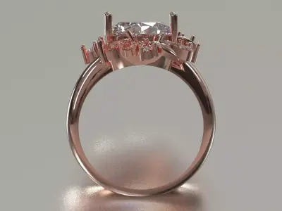 Oval Center Stone Cocktail STL 3D Ring model jr00283 3D print model