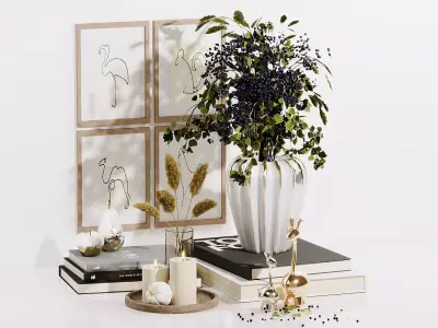 Coffee Table Decorative Set 3D model