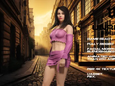 Casual girl full rigged - game ready - animated Low-poly 3D model