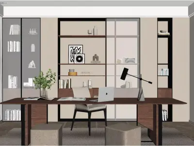 Modern Light Luxury Study Room 3D model buy