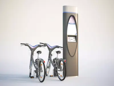 Futuristic bikes on a rack 3D model