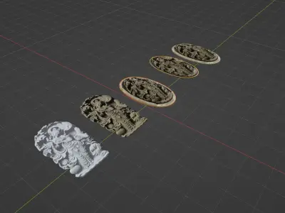 Oriental woman figure relief Low-poly 3D model