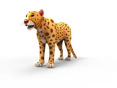 3D  Cartoon Leopard low poly game ready  Low-poly 3D model