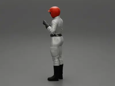 Drag Racing driver standing in a gas mask 3D print model