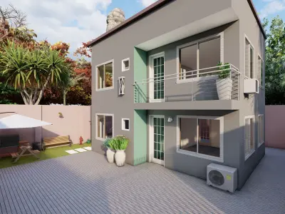 Four bedroom storey building modeled  3D model