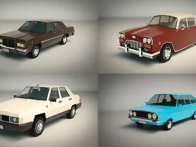 Low Poly Sedan Car Pack 01