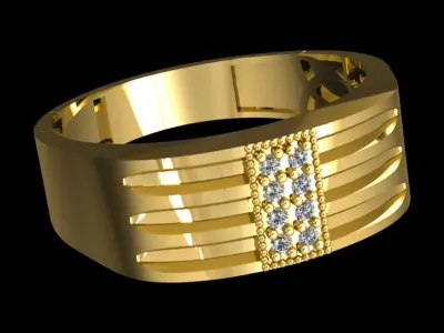 Elegant Diamond Gold Ring 3D print model