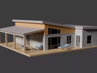 Mini modern house Free low-poly 3D model