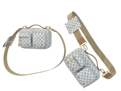 Louis Vuitton Utility Crossbody Bag Damier Azur canvas Low-poly 3D model