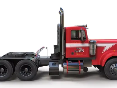 Kenworth custom daycab semitruck Low-poly 3D model