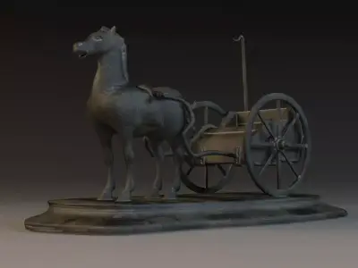 Statue Bronze Horse sculpture coach equipage mammal 3D model