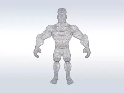 3D Cartoon character t pose muscle strong man sport gym 3D model