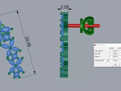 Elegant Earrings Jewelry Brand Gold 3D print model