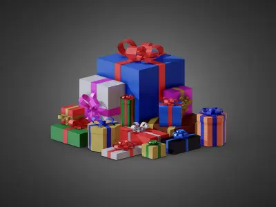 Christmas Presents Low-poly 3D model purchase