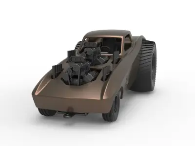 Pulling truck 2wd with Car shell Version 2 Scale 1 to 25 3D print model