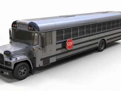 Prison Transport Bus Low-poly 3D model