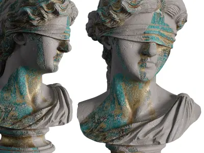 Ancient Old Greek Sculpture - Blindfolded Bust 3D Model Low-poly 3D model