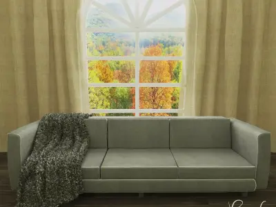 Sport Couch with Blanket 3D model