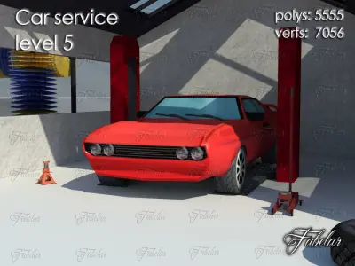 Car service level Low-poly 3D model