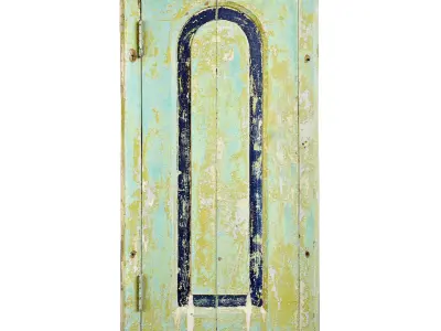 Vintage Wood Shutter Door Mirror 3D model