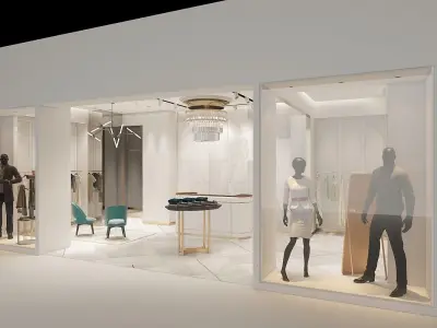  Luxury Clothes Store 3D Model Interior Scene 3D model