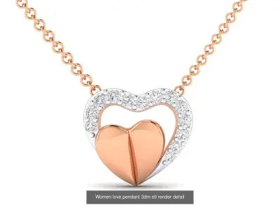 Heart Pendant Ring Bracelet 3dm stl renders details 3D Model Pack