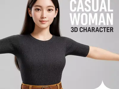 Casual Female Character Game Ready 3D Model PBR Low-poly 3D model