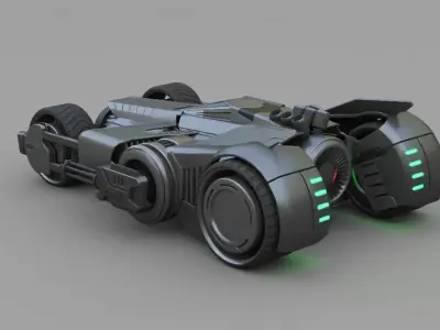 Bat mobile concept   rigged vehicle 3D model