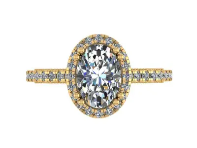 Oval halo diamond ring 3D print model