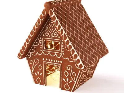 Gingerbread houses and a cookie tree 3D model