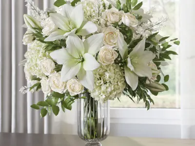 Flower Set 070 Lily rose crystal vase 3D model