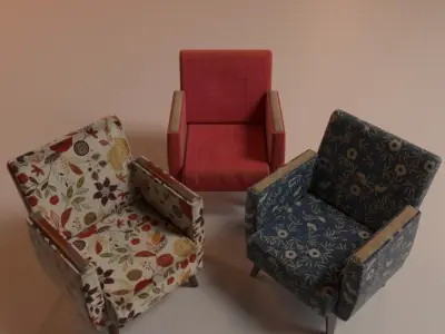Retro Armchairs Low-poly 3D model