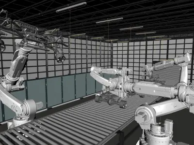 Industrial car manufacturing Low-poly 3D model