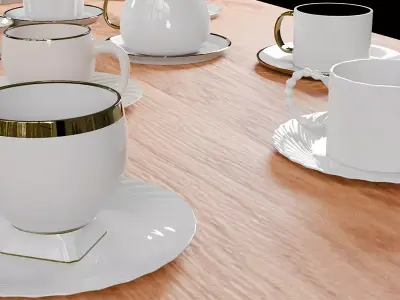 Cup Saucer Collection Blender Asset Library Free low-poly 3D model purchase