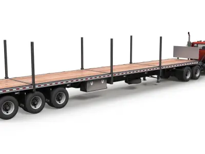SuperLiner flatbed trailer Low-poly 3D model
